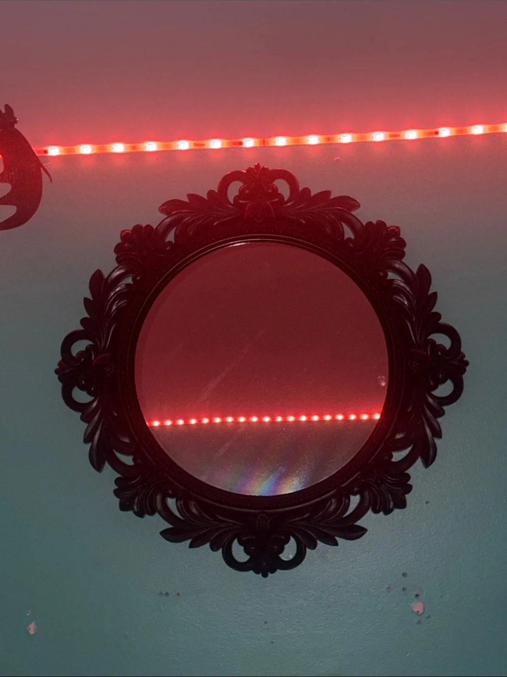 Ornate Round Decorative Wall Mirror - Black